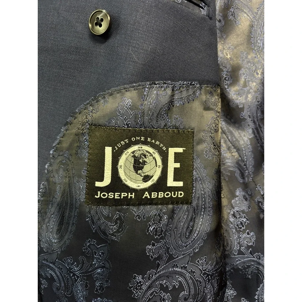 Joseph Abboud 52L 48x32 Navy Blue 2pc Pant Suit Wool Bespoke Flat Front Modern